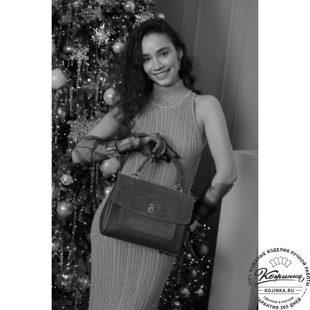 Женская кожаная сумка "Эстель" (серая)